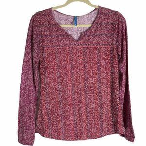 Kuhl Elsa Top Lightweight Long Sleeve Burnout Batic Print Outdoor Women's Sz S